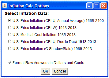In the Inflation Calc Options In the Inflation Calc Options