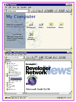Screen shots of Microsoft's
                  Web View for Win 95.